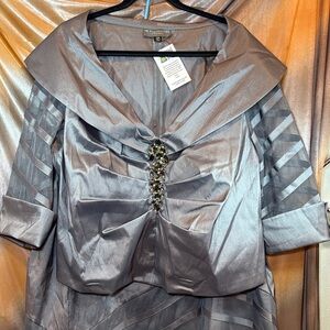 Km collections Milla Bell size 22 Chic Silver Skirt suit maxi Striped Design 209